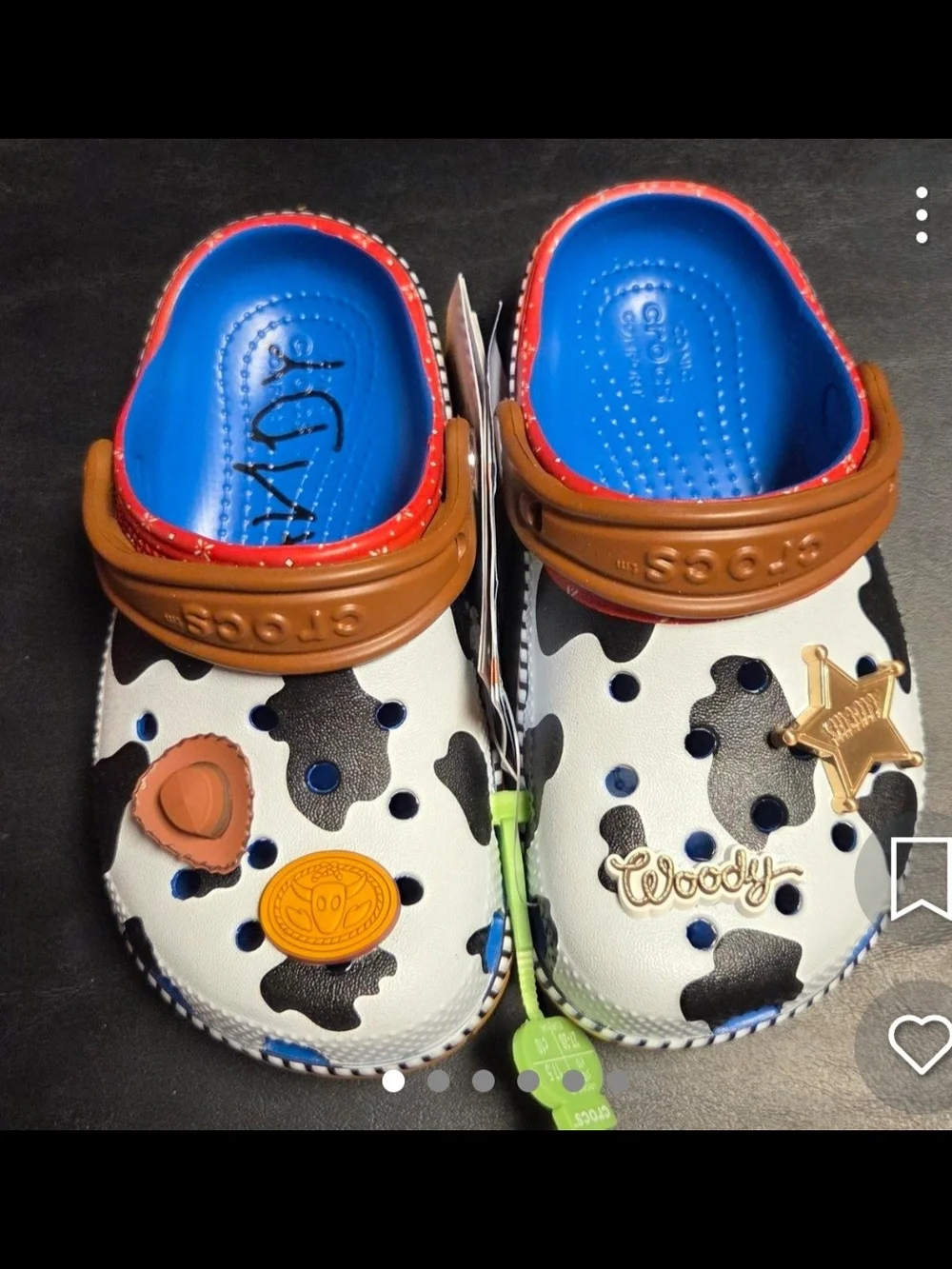 Crocs Kids' Woody Cow-Print Clogs - White/Black/Brown